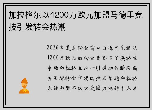 加拉格尔以4200万欧元加盟马德里竞技引发转会热潮 加拉格尔以4200万欧元加盟马德里竞技引发转会热潮